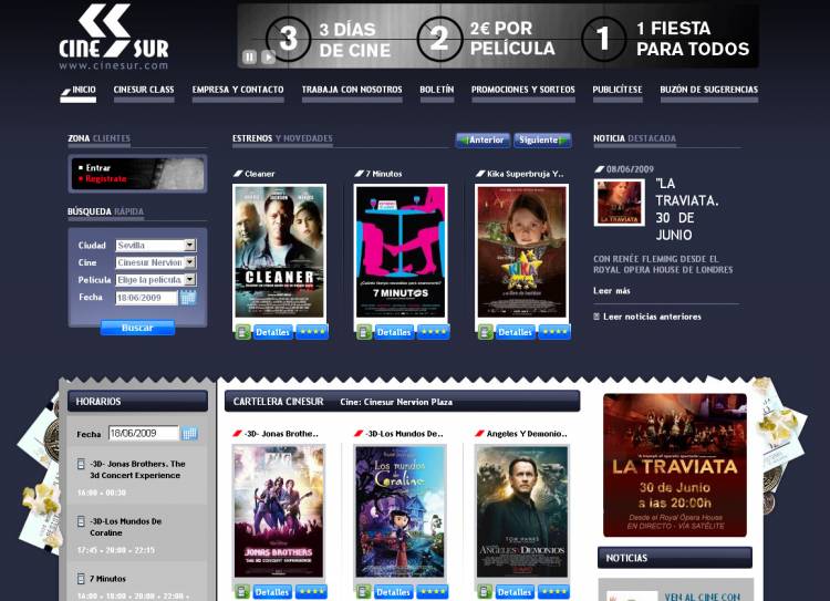 Nuevo Diseño web:  CINESUR