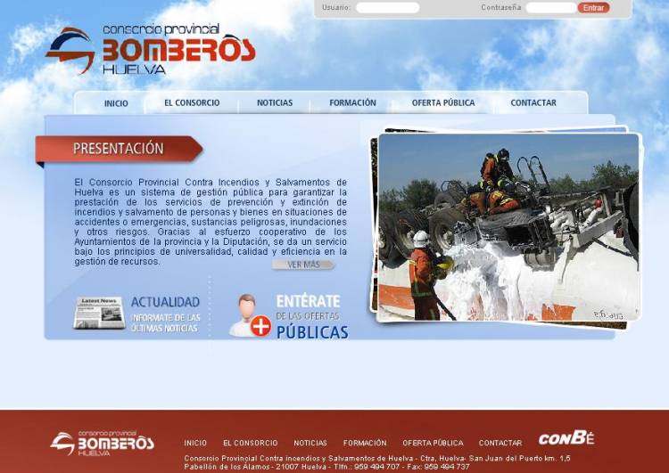 Web consorcio provincial bomberos Huelva